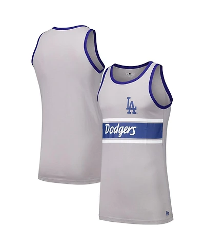 New Era Men's Gray Los Angeles Dodgers Jersey Ringer Tank Top