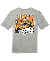 Trackhouse Racing Team Collection Men's Steel Heather Ross Chastain Busch Light Peach T-Shirt