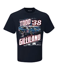 Checkered Flag Sports Men's Navy Todd Gilliland Quincy Compressors Patriotic Car T-Shirt