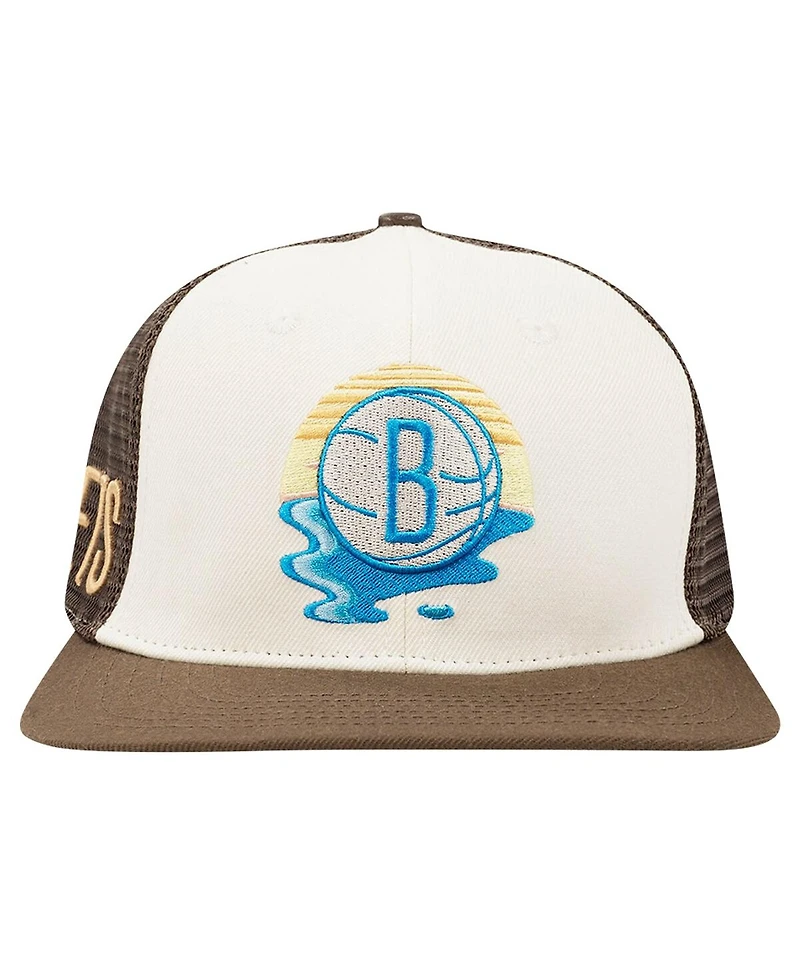 Pro Standard Men's Cream/Brown Brooklyn Nets Glint Sunset Snapback Hat
