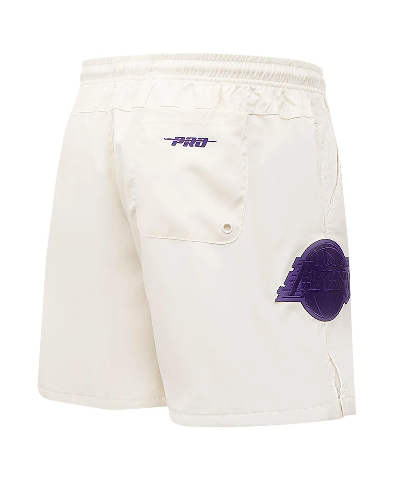 Pro Standard Men's Cream Los Angeles Lakers Triple Tonal Woven Shorts
