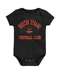 Outerstuff Baby Boys and Girls Orange/Black/Gray Houston Dynamo Fc 3-Pack Bodysuit Set