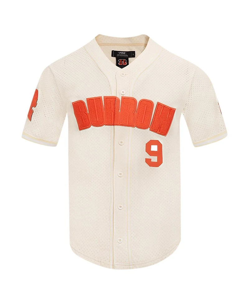 Pro Standard Men's Joe Burrow Cream Cincinnati Bengals Name Number Triple Tonal Button-Up Baseball Jersey