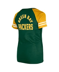 New Era Women's Green Green Bay Packers Lace-Up Raglan T-Shirt
