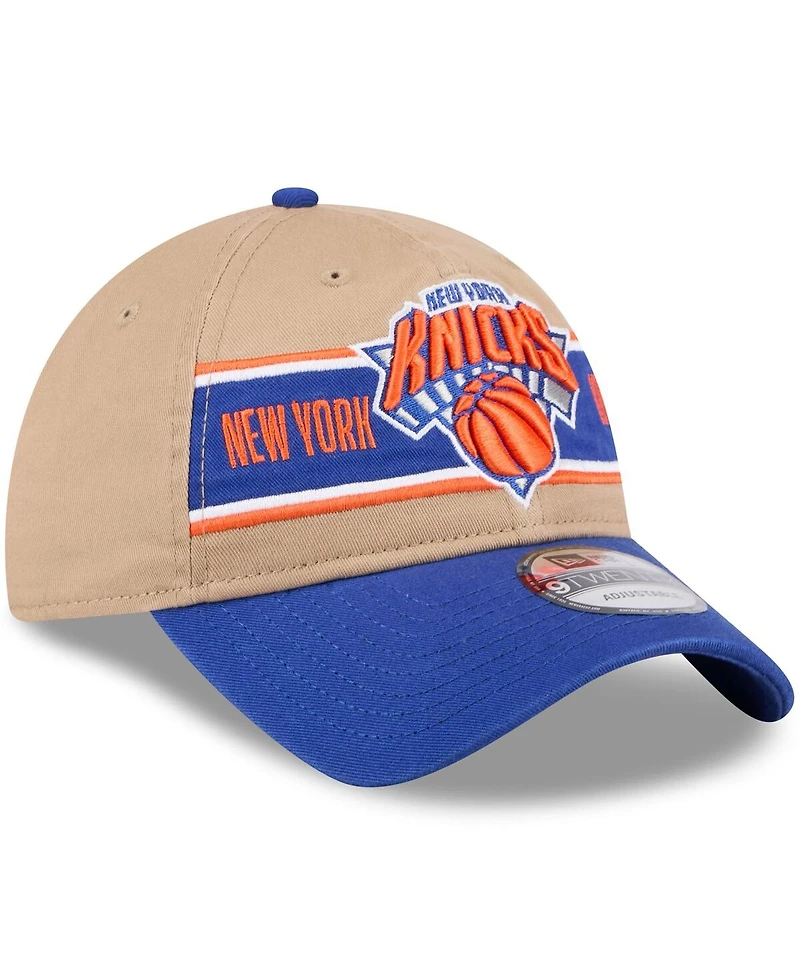 New Era Men's Tan/Blue New York Knicks 2024 Nba Draft 9TWENTY Adjustable Hat