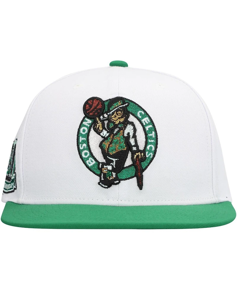 Mitchell & Ness Men's White Boston Celtics Soul Logo Shine 2-Tone Snapback Hat