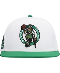 Mitchell & Ness Men's White Boston Celtics Soul Logo Shine 2-Tone Snapback Hat