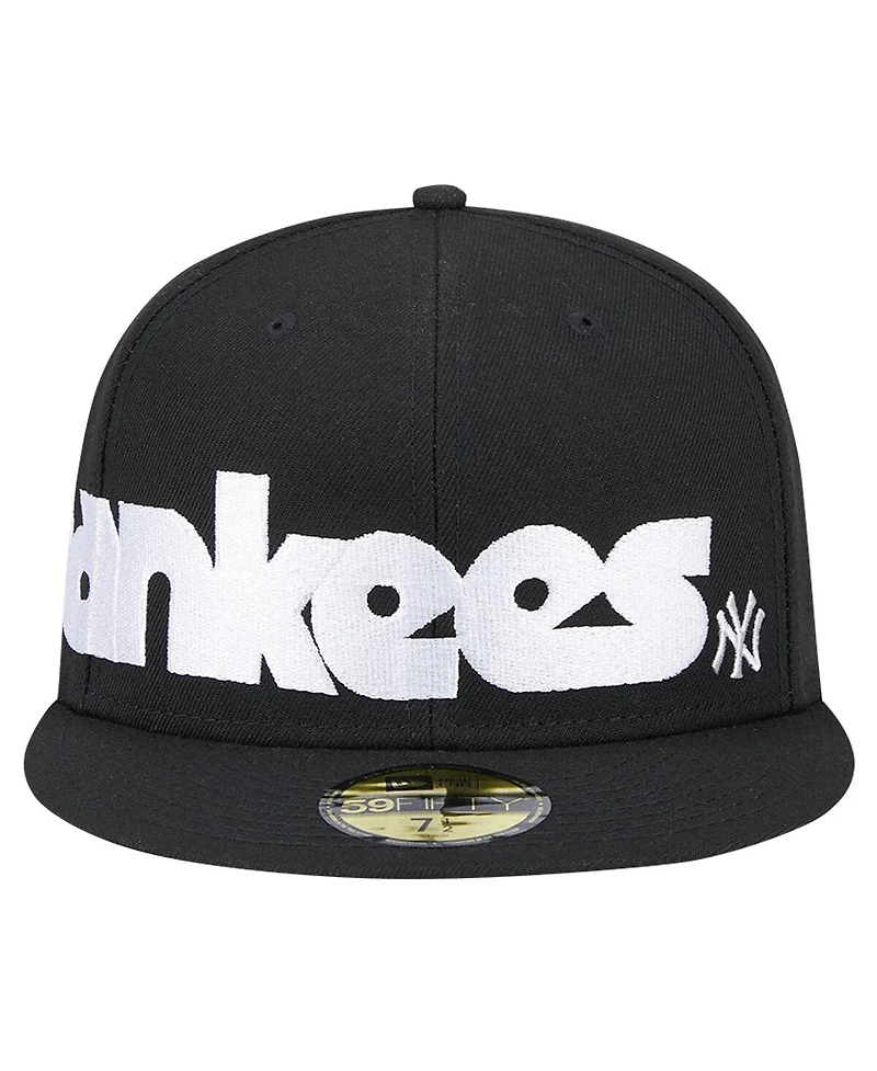 New Era Men's Black York Yankees Checkered Undervisor 59FIFTY Fitted Hat