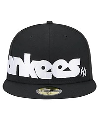 New Era Men's Black York Yankees Checkered Undervisor 59FIFTY Fitted Hat