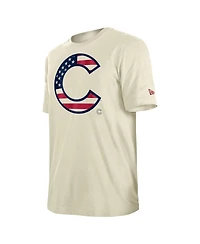 New Era Men's Cream Chicago Cubs 4th of July Flag Fill T-Shirt