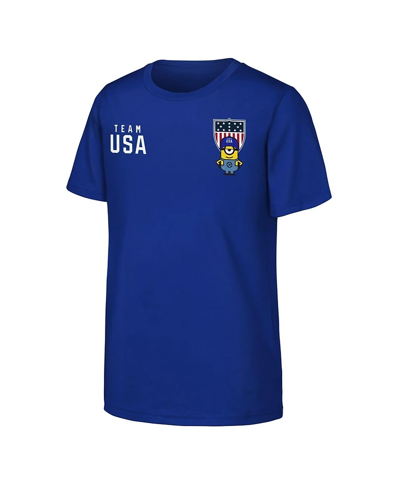 Outerstuff Big Boys and Girls Royal Team Usa Minions Flag Logo T-Shirt