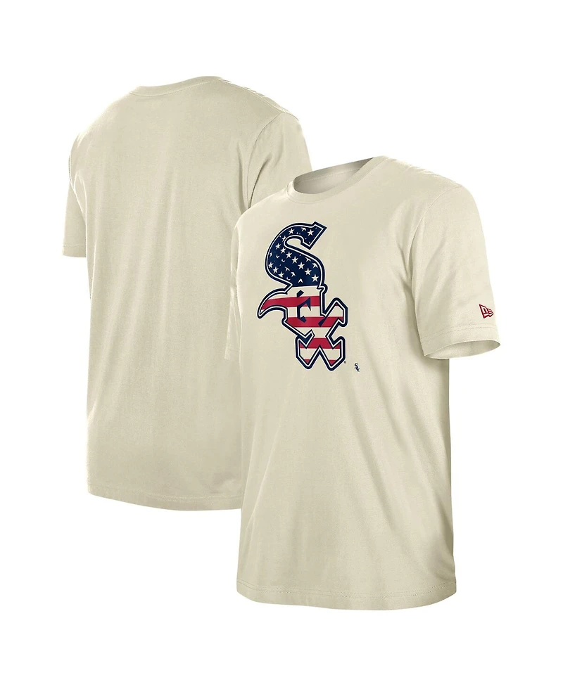 New Era Men's Cream Chicago White Sox Americana Flag Fill T-Shirt