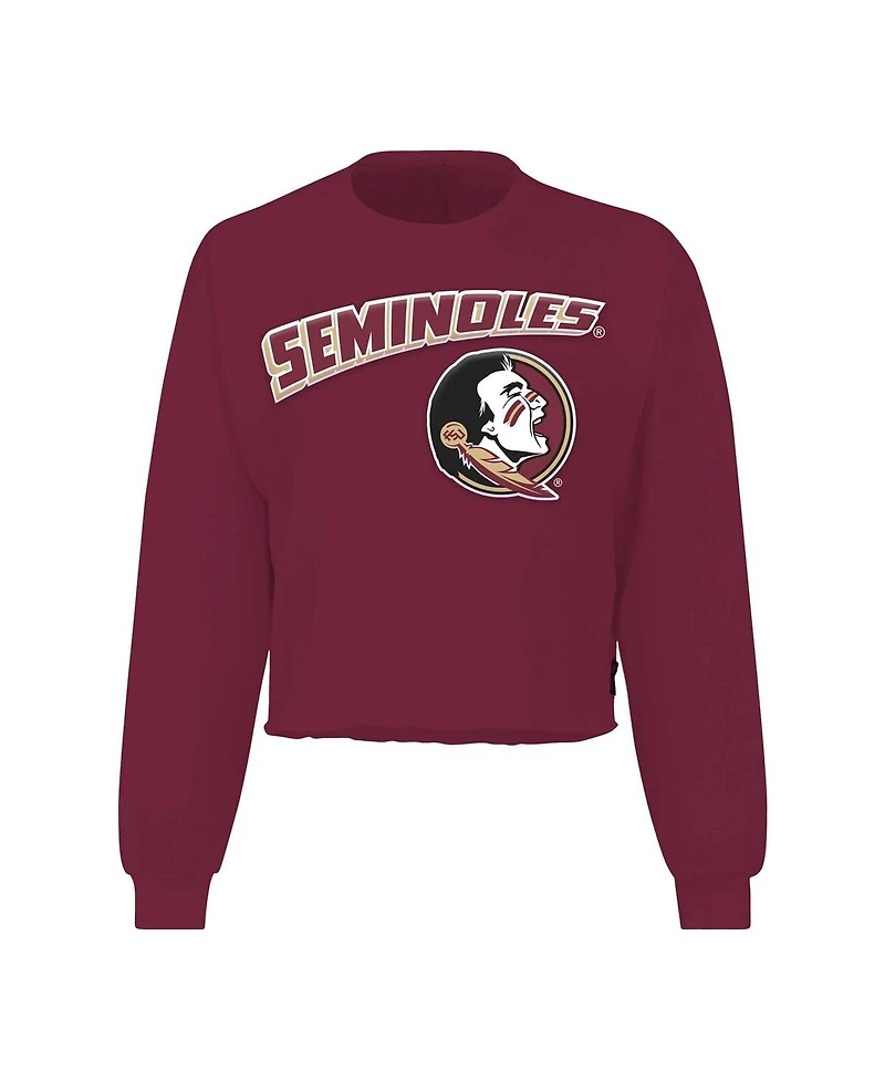 Spirit Jersey Women's Garnet Florida State Seminoles Slouchy Cropped Long Sleeve T-Shirt