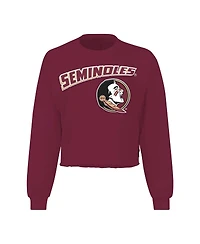 Spirit Jersey Women's Garnet Florida State Seminoles Slouchy Cropped Long Sleeve T-Shirt