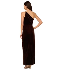 Adrianna Papell Women's Asymmetric One-Shoulder Velvet Gown