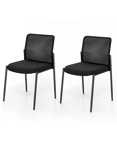 Office Guest Chair Set of 2 with Breathable Mesh Back Padded Seat for Waiting Room