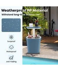 Slickblue 3-in-1 Portable Cooler Bar Table with Bottle Opener and Lift Top Lid for Camping Poolside