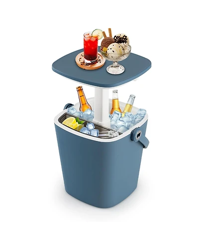Slickblue 3-in-1 Portable Cooler Bar Table with Bottle Opener and Lift Top Lid for Camping Poolside