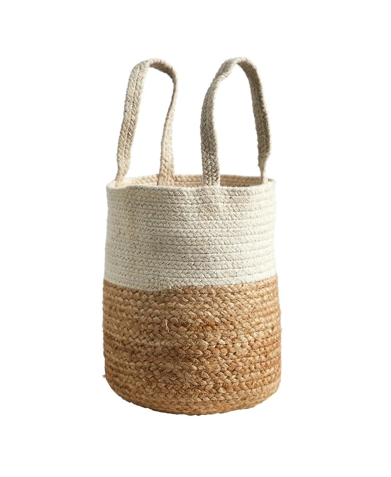 Slickblue 12.5" Handmade Natural Jute and Cotton Basket