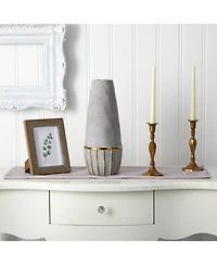 Slickblue Regal Stone Decorative Vase with Gold Accents