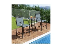 Slickblue Outdoor Counter Stools Set of 2 Heavy-Duty Barstools with Footrest and Armrests