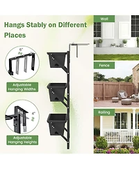 Costway Hanging Vertical Planter with 3 Planter Boxes & Detachable Hooks for Flowers