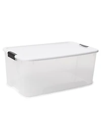 Sterilite 116 Quart Clear Stackable Latching Storage Box Containers, 4 Pack