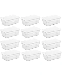 Sterilite 6 Quart Storage Box Stackable Bin with Lid, Plastic Container, 12 Pack