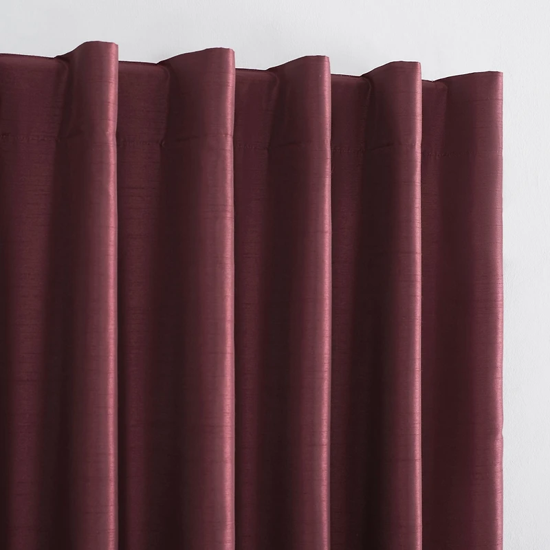 Evelina Faux Dupioni Silk Thermal Extreme 100% Blackout Back Tab Curtain Panel