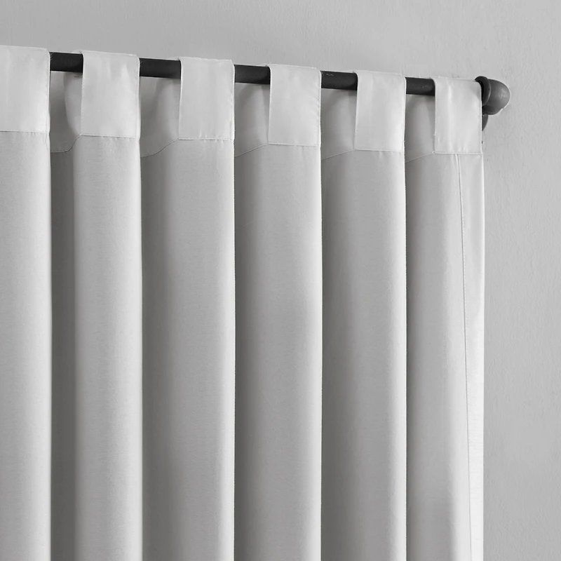 Evelina Faux Dupioni Silk Thermal Extreme 100% Blackout Back Tab Curtain Panel