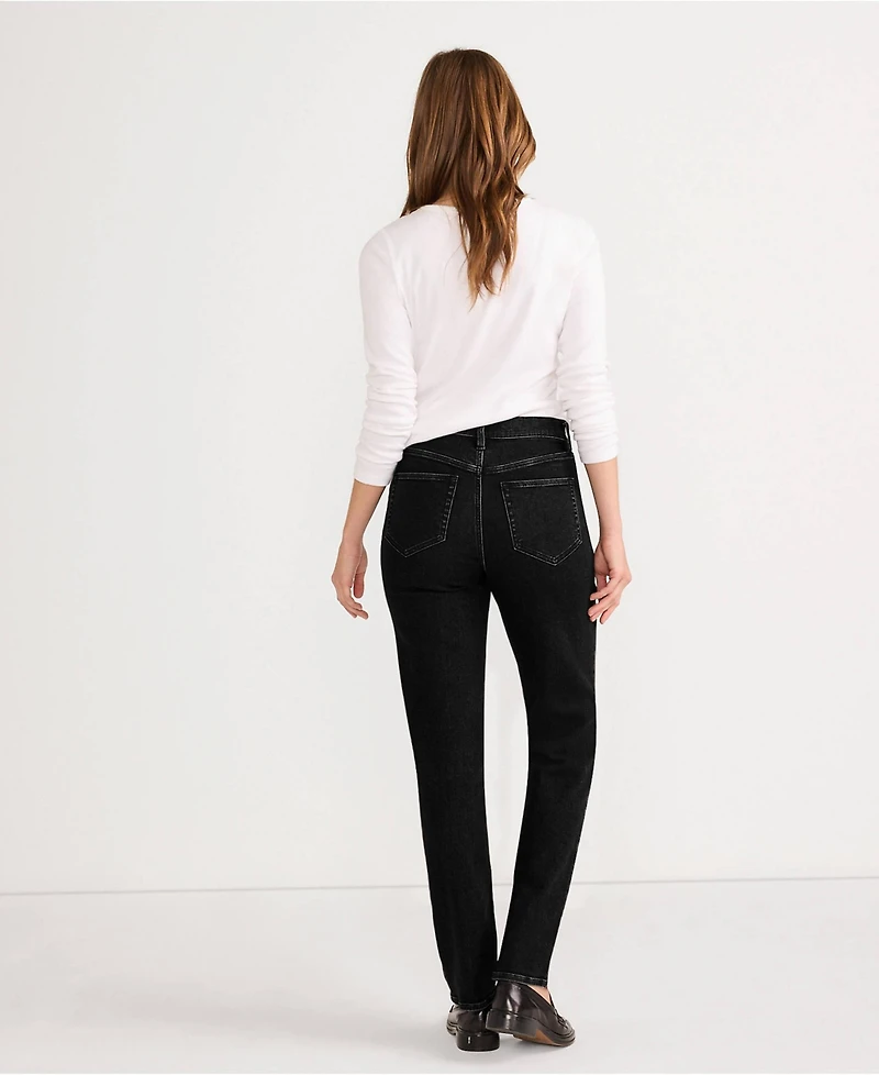 Lands' End Women's Mid Rise Straight Leg Jeans