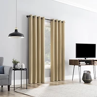 Cayden Grid Texture Draft Shield Fleece Insulated 100% Blackout Grommet Curtain Panel