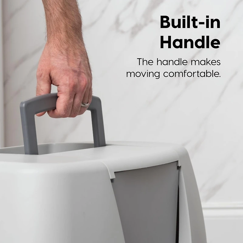 Iris Large Hooded Corner Cat Litter Box with Scoop, Gray