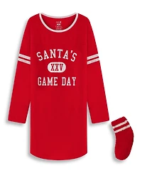 Max and Olivia Girls Holiday Sleepshirt with matching socks set