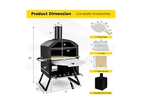 Slickblue Outdoor Pizza Oven with Anti-scalding Handles and Foldable Legs-Black