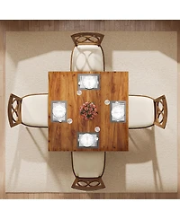 Tribesigns Wood Dining Table Farmhouse Kitchen Table for Dining Room Living Room, 2-4 Person Dining Room Table Square Dinner Tables with Wooden Legs O