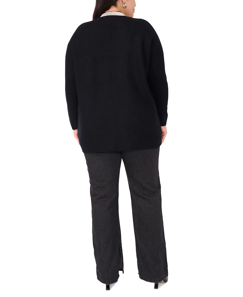 Vince Camuto Plus Rhinestone-Trim Cardigan Sweater, Created for Macy's