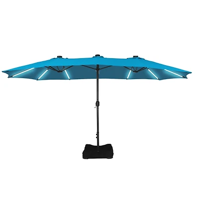 Casainc Outdoor Double-Sided Rectangular Led Light Market Umbrella With Base and Cover