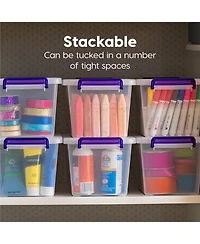 Iris Usa 2.7 Qt. Plastic Storage Bins with Lids, Secure Latch, Gray 4Pk