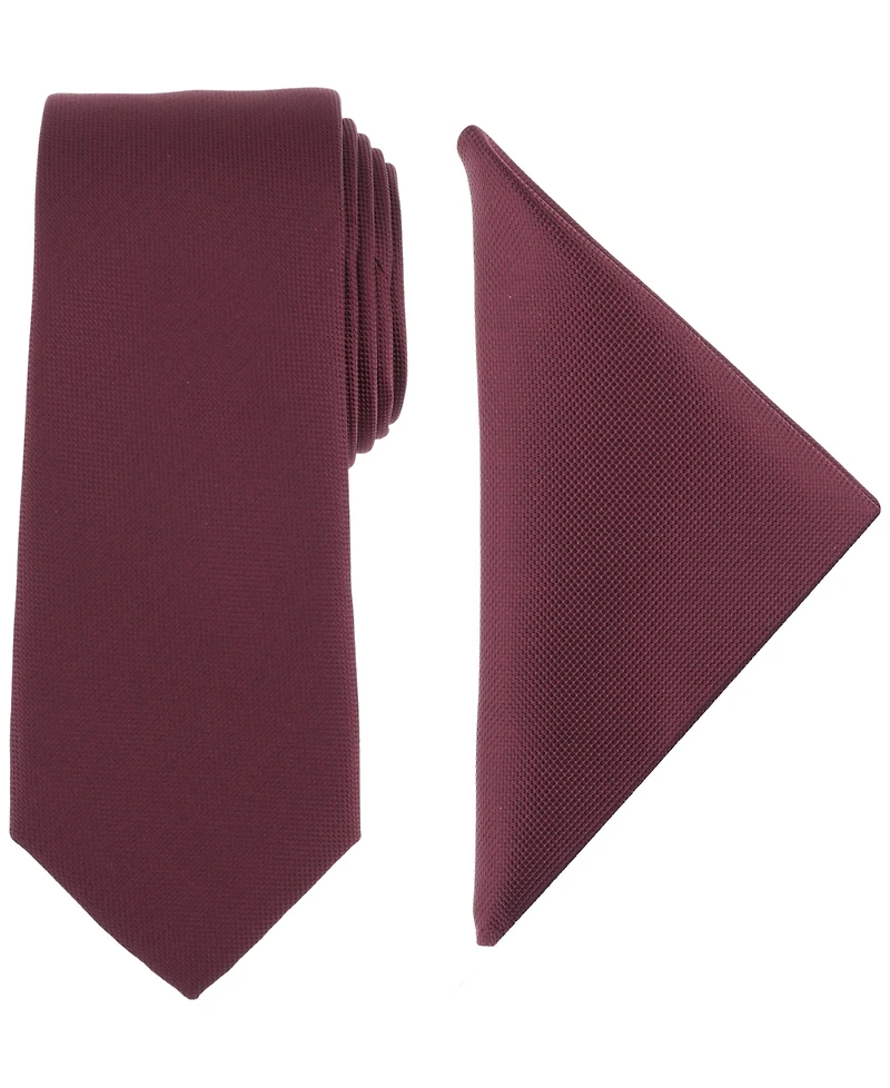 Alfani Men's Modern Textured Tie & Pocket Square Set, Created for Macy's