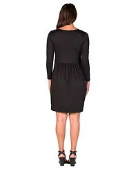 24seven Comfort Apparel Women's Long Sleeve Babydoll Knee Length Dress