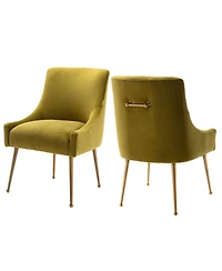 Boyel Living Velvet Dining Chair with Pulling Handle and Adjustable Foot Nails(Set of 2)
