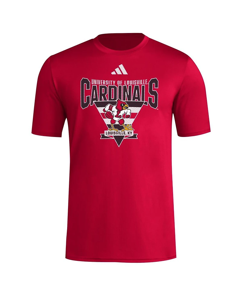 Adidas Men's Red Louisville Cardinals 2024 Locker Trilateral Pre-Game T-Shirt