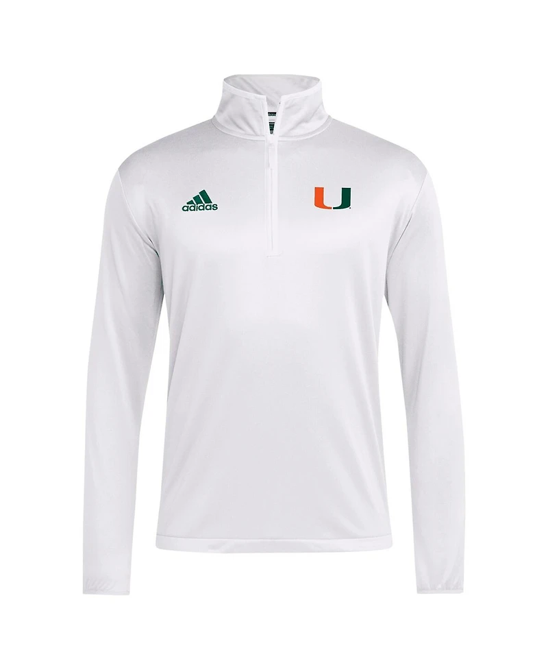 Adidas Men's White Miami Hurricanes Coaches Sideline Quarter-Zip Top