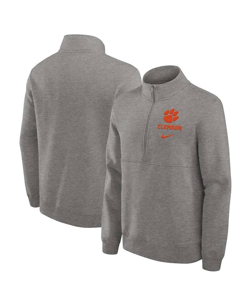 Nike Men's Heather Gray Clemson Tigers Primetime Club Half-Zip Sweatshirt