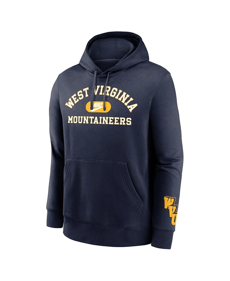 Nike Men's Navy West Virginia Mountaineers Legacy Foundational Two-Hit Club Performance Pullover Hoodie