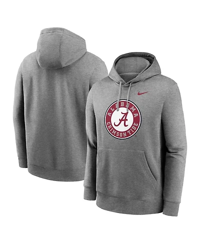 Nike Men's Heather Gray Alabama Crimson Tide Primetime Alternate Logo Club Fleece Pullover Hoodie