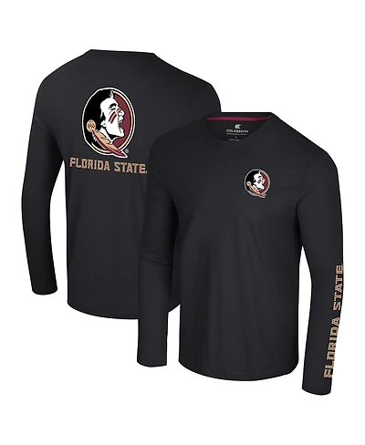 Colosseum Men's Black Florida State Seminoles Logo Lockup 3-Hit Active Blend Long Sleeve T-Shirt