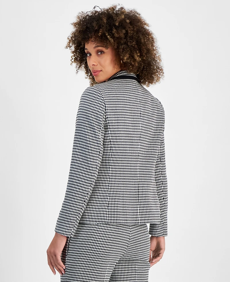 Kasper Women's Faux Double-Breasted Houndstooth Blazer, Regular & Petite