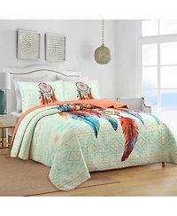 MarCielo 3 Piece Dream Catcher Quilt Bedspread Set King